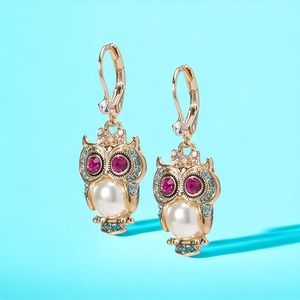 Cute Owl Drop Dangle Gold Plated Earrings Faux‎ Fashion Jewelry